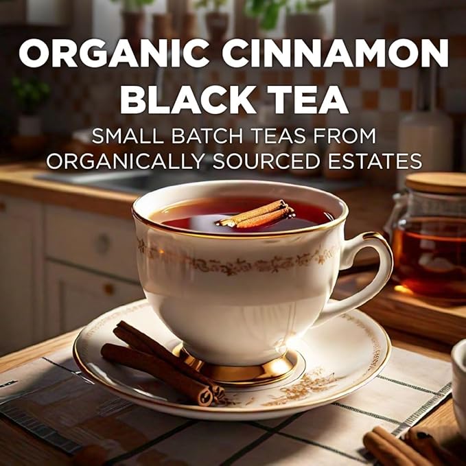 Maud's Organic Cinnamon Black Tea Pods 80 ct Single Serve Tea Pods – 100% Gourmet Blended Tea Leaves Compatible with Keurig K Cups Maker