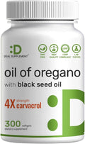 DEAL SUPPLEMENT Oil of Oregano Softgels with Black Seed Oil 300 Count – 30:1 Extract Active Carvacrol &amp Thymoquinone – Antioxidant Immune Health Support – Plant Based Non-GMO