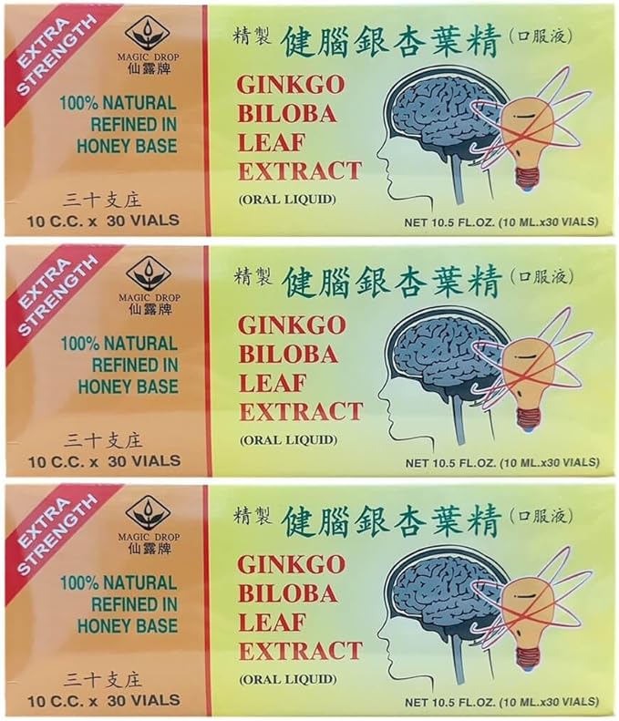 Ginkgo Biloba Leaf Extract (30 Vials X 10ml) - 3 Boxes