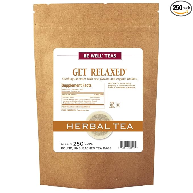 The Republic of Tea Be Well Teas No. 14 Get Relaxed Herbal Tea For Relieving Stress Refill Pack of 250 Tea Bags