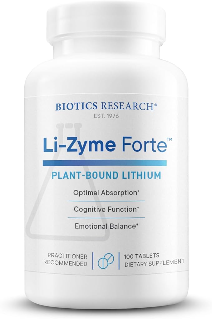 Biotics Research Li Zyme Forte Plant-sourced phytochemically Bound Lithium Supports Brain Function Memory and Mood Support100 Tablets