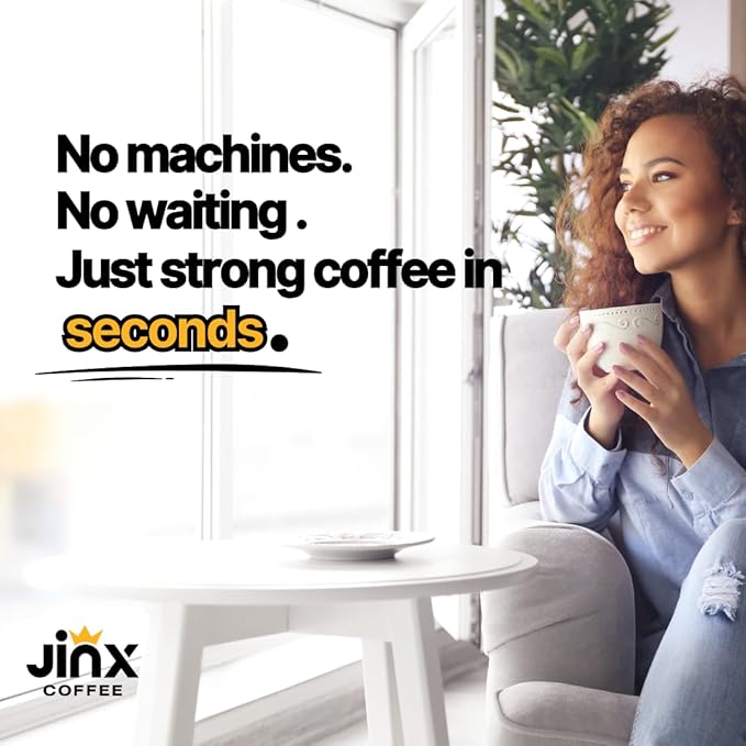 Jinx Coffee Concentrate – 50x Stronger Cold Brew Coffee | Strong Caffeine Concentrated Liquid Perfect for Instant Hot or Iced Coffees Cold Brew Concentrate Hot Drinks and Instant Espresso | 48 Ser