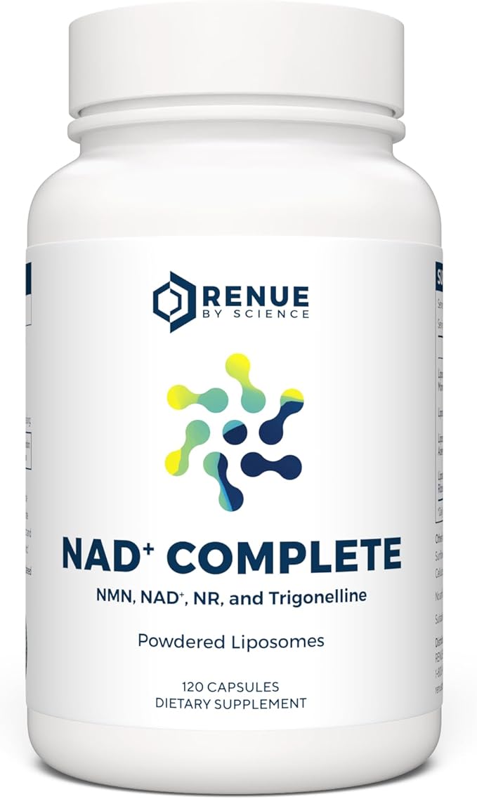 RENUE by SCIENCE NAD+ Complete | 120 Liposomal NAD Supplement Capsules with NMN NR &amp Trigonelline - 310mg NMN &amp 160mg NAD per Serving | Bioavailable Formula for Increased Absorption | Made in