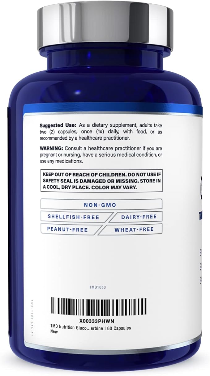 1MD Nutrition - Cinnamon bark 10:1 Water Extract Chromium Neem Leaf Berberine Cayenne Pepper 5:1 Extract Lion's Mane Gymnema Leaf and Stem - 60 Capsules