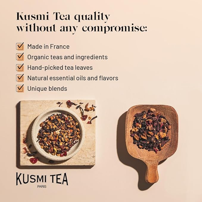 Kusmi Tea - Green Ginger Lemon - Organic Blend of Green Tea with Ginger &amp Lemon - Enjoy Hot or Iced - Loose Leaf Tea - Tin Box of 3.5 oz - Quantity for about 50 cups