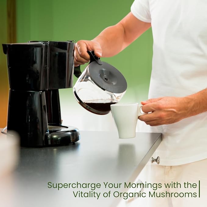 Organic Mushroom Coffee Bulk 5 lb - Instant Superfood Mix of Lion’s Mane + Cordyceps + Chaga + Coffee - Lightly Sweetened With Cashew Milk + Stevia - Vegan Gluten Free
