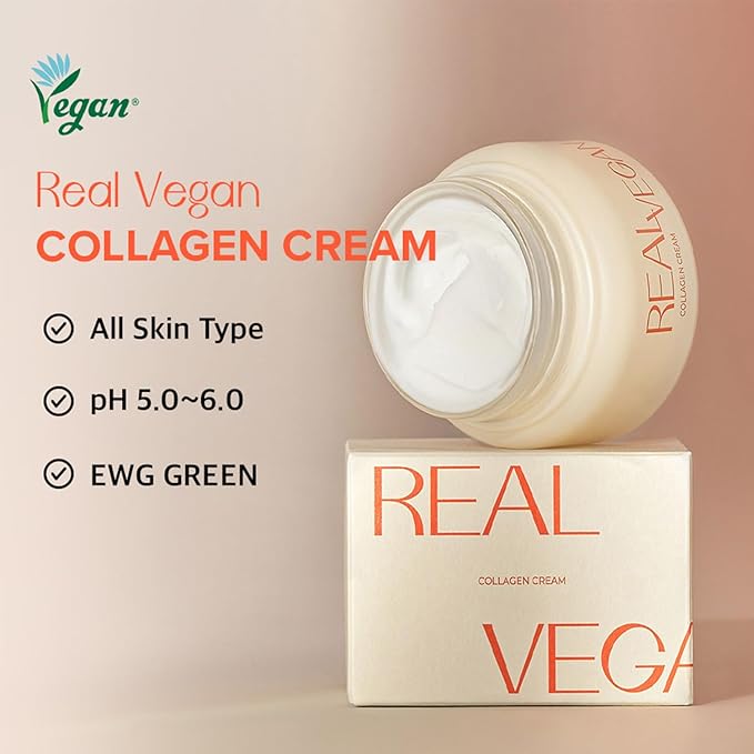 KLAVUU Real Vegan Collagen Cream - Enhances Skin Elasticity Providing Deep Hydration to Dry Skin for a Radiant Youthful Glow
