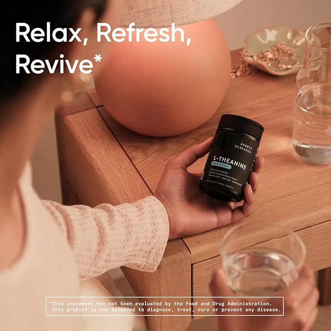 Sports Research Collagen Peptides Hydrolyzed Type 1 &amp 3 Powder Protein Supplement Easy Mixing Vital Nutrients &amp Proteins and Double Strength L-Theanine Supplement for Focus Relaxation &amp A