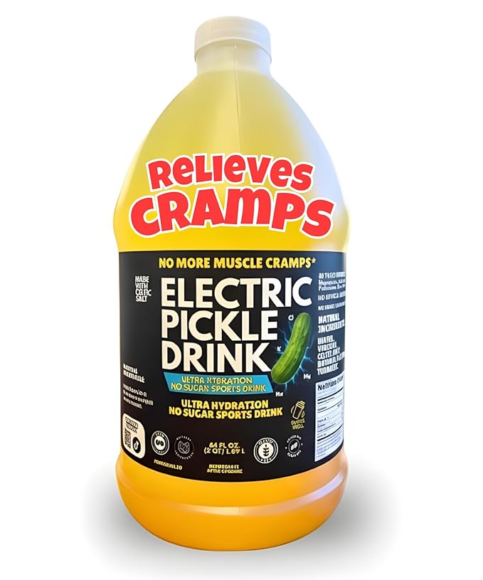 Electric Pickle Drink Hydration – Relieves Muscle Cramps – Designed for Day &amp Night Leg + Menstrual Cramp Relief – Made with Natural Ingredients. Sugar Free Electrolytes – Pops Shots – Sports Dri