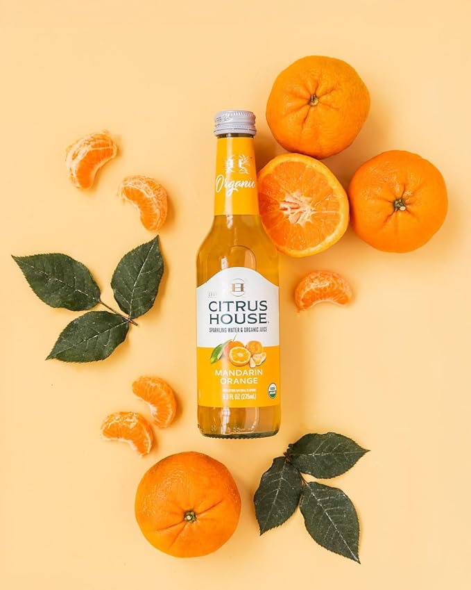 Citrus House Organic Sparkling Juice Mandarin Orange Modern Italian Soda No Added Sugar No Preservatives 9.3 Fl Oz Glass Bottle (Pack of 12)