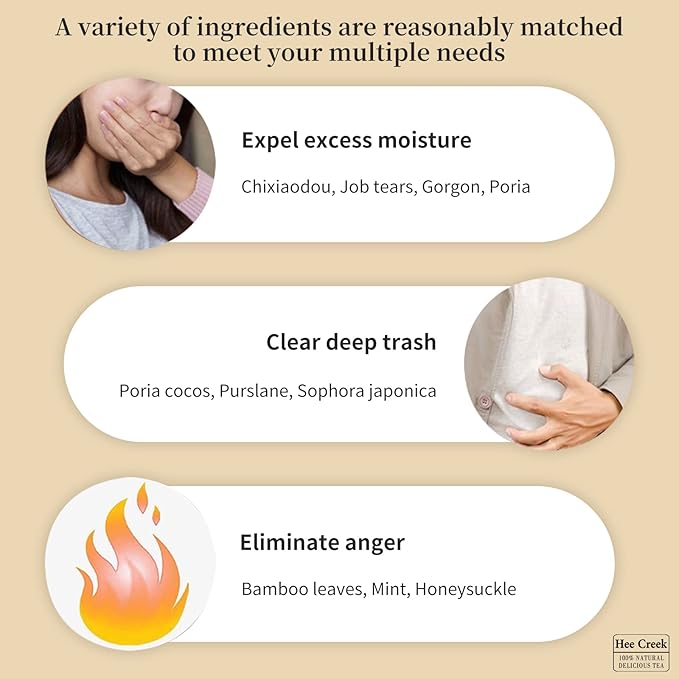 Hee Creek Red Bean Coix Seed Poria Tea Bags 450g(5g*90 bags) Chinese Herbal Tea for Dampness Clearing Jobs Tears Poria Cocos Gorgon Adzuki Bean Honeysuckle Light Bamboo Leaf 红豆薏米茶 祛湿 去湿茶