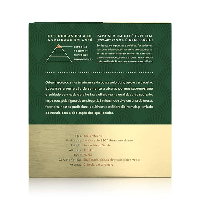 Orfeu Specialty Intense Coffee Drip Sachets – 100% Arabica Dark Roast Notes of Toasted Caramel &amp Fruit Jam – Low Acidity Velvety Body – 10 Sachets (3.52oz/100g)