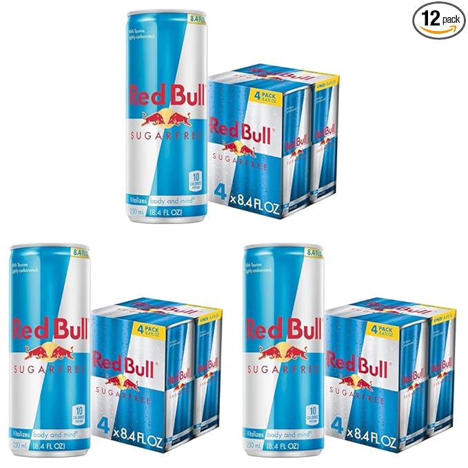 Red Bull Sugar Free Energy Drink with 80mg Caffeine plus Taurine &amp B Vitamins 8.4 Fl Oz Pack of 12 Cans