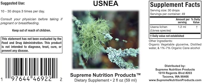 Supreme Nutrition Usnea Tincture 2 fl oz | 59 Servings