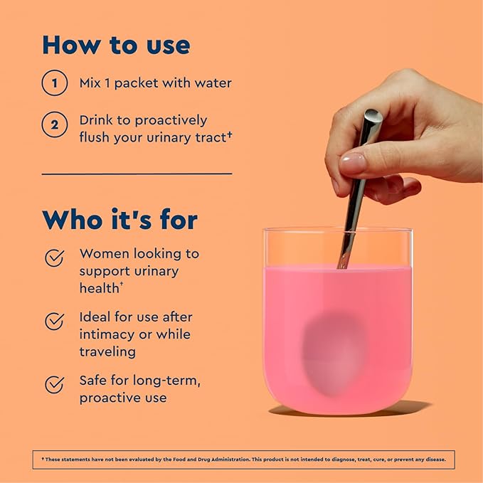 Uqora Flush - Urinary Tract* with D-Mannose Vitamin C Vitamin B6 Potassium Magnesium &amp Calcium - Gluten-Free &amp Vegan - Pink Lemonade Flavor - 10 Packets (1 Pack)