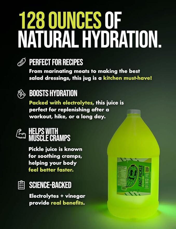 Pickle Juice – 1 Gallon Electrolyte Drink for Hydration Muscle Cramps &amp Recovery No Sugar Natural Ingredients