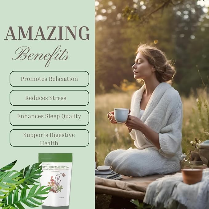 Nature’s Calming Tea – Sleep Tea with Chamomile Lavender &amp Ashwagandha for Stress Relief Relaxation &amp Bedtime Support – Caffeine Free Herbal Tea Bags