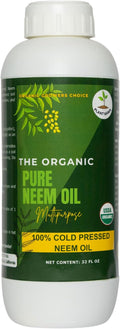 Organic 100% Cold Pressed Neem Oil (32 Fl Oz) - Pure Neem Oil for Hair Skin Nails Pets Indoor &amp Outdoor Plants &amp Garden - Unrefined All Natural Concentrated Multipurpose.
