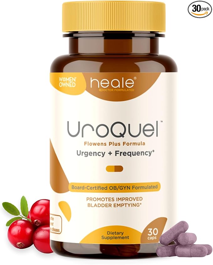 UroQuel - Natural Bladder Control Cranberry Supplement - Reduce Bathroom Urgency Frequency Incontinence with Flowens - OBGYN Formulated - Cranberry Pills for Women &amp Men - by Heale - 30 Capsule