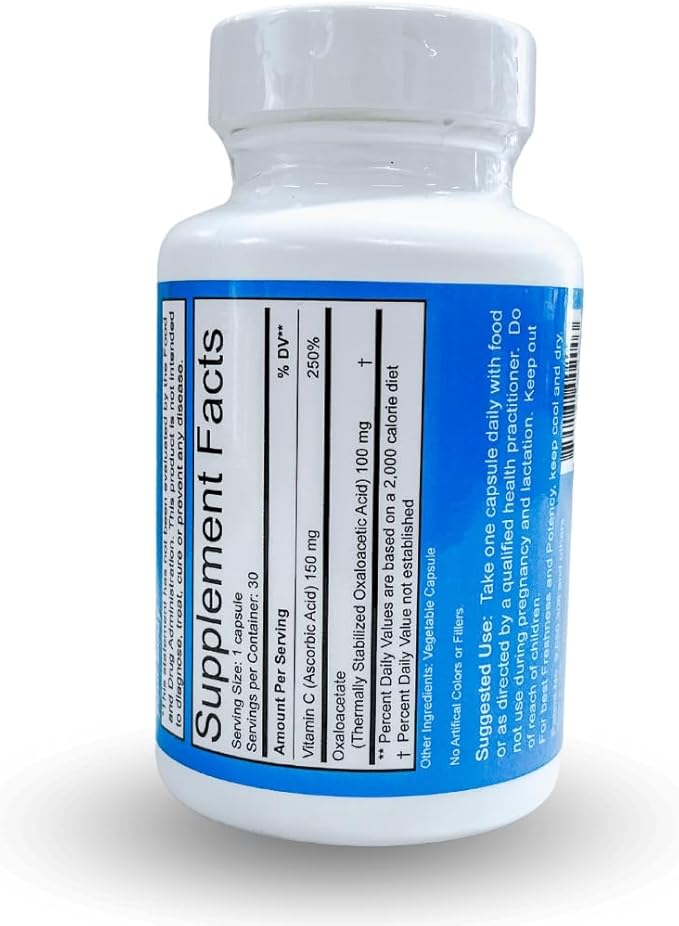 Benagene Oxaloacetate Supplement - Supports Cellular Energy - Thermally Stabilized with Vitamin C - Non-GMO &amp Vegan - 30 Servings Once Daily