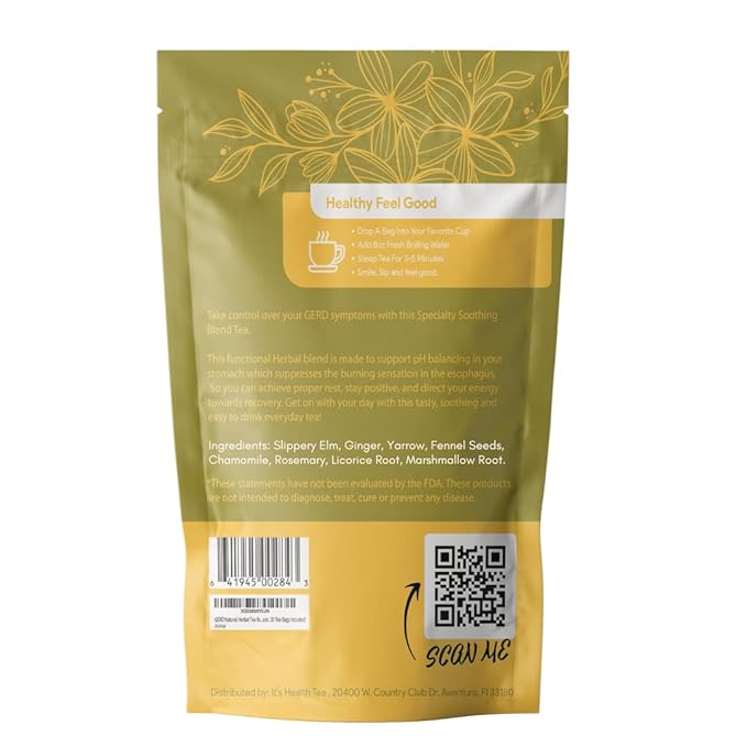 GERD Relief Herbal Tea: 8-Digestive Herb Blend Natural Acid Reflux &amp Heartburn Aid Pre/Post Meal Support 3oz with 35 Bags
