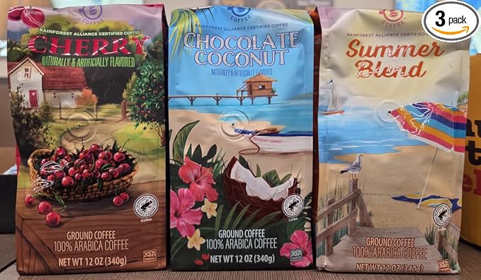 Barissimo Coffee Expert Summer Chocolate Coconut Summer Blend Cherry 12oz 340g (Three Bags)