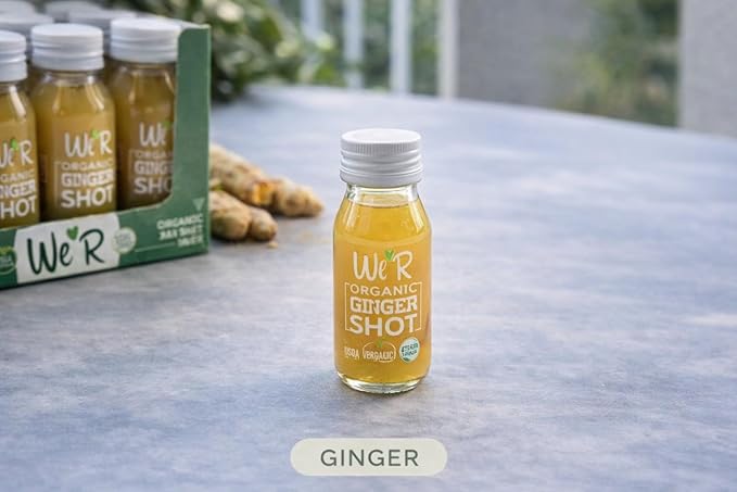 WE'R Organic GINGER Shot Certified Organic &amp Non-GMO. 2Fl Oz Each (12 Pack / 24Fl Oz Total)