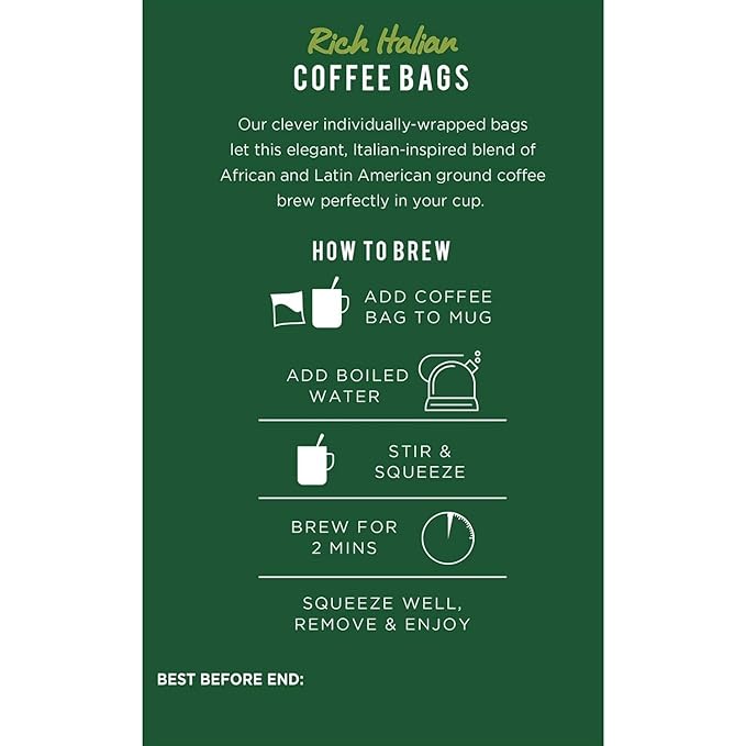 Taylors of Harrogate Rich Italian Coffee Bags (30 Enveloped Bags 3 Packs of 10)