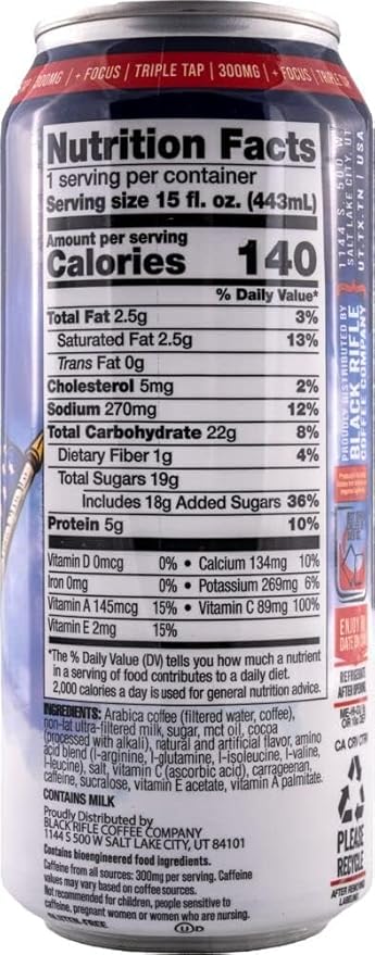 Black Coffee RTD - Triple Shot 300mg Caffeine Ready-to-Drink Energy Pre-Workout - Compatible with Black Rifle Coffee Company's Quality - Berry Mocha 15oz Cans (Pack of 12)