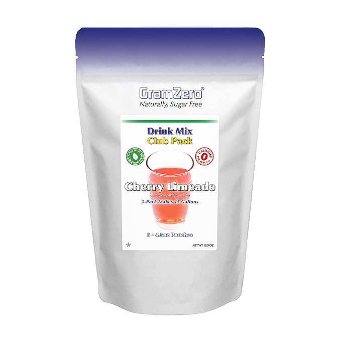 GramZero Cherry Limeade Zero Calorie Sugar Free Drink Mix Great For Nutrition Club Loaded Teas Stevia Sweetened