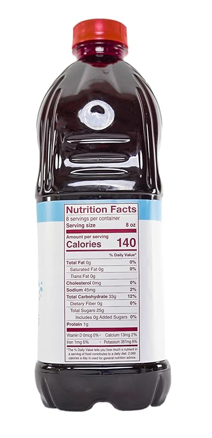 Cherry Bay Orchards Tart Cherry Juice (64 oz Bottle) - 100% Natural Cherry Juice Not From Concentrate Boosts Immunity Improves Sleep - No Added Sugar Gluten Free Non GMO