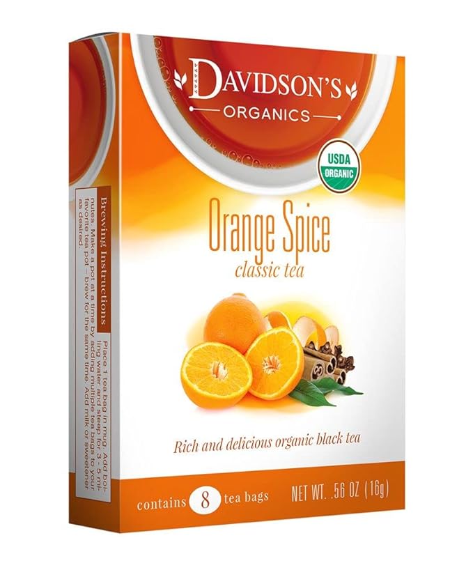 Davidson's Organics Orange Spice 8-count Tea Bags Pack of 12