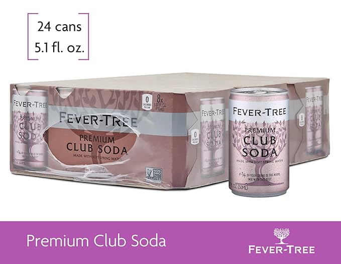 Fever-Tree Premium Club Soda Cans 24pk/5.07 Fl Oz No Artificial Sweeteners Flavorings or Preservatives (Pack of 3)
