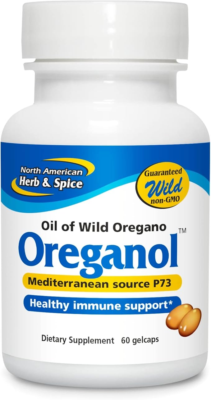 NORTH AMERICAN HERB &amp SPICE Oreganol P73 60 Gelcaps - Immune System Support - Unprocessed Vegan Friendly Wild Oregano - Mediterranean Source - Non-GMO - 60 Servings