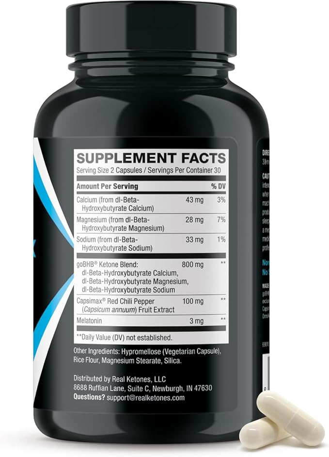 Night Burn Keto BHB Exogenous Ketones Supplement - Real Ketones Keto Diet Pills with Patented goBHB Capsimax and Melatonin for Body Sculpting (60 Count (Pack of 1) Nite)