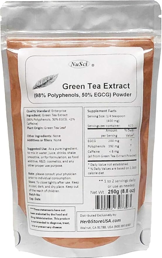 Green Tea Extract Bulk Powder Standardized 98% Polyphenols and 50% EGCG GMO Free Non-Irradiated (1000 gram (2.2 lb))