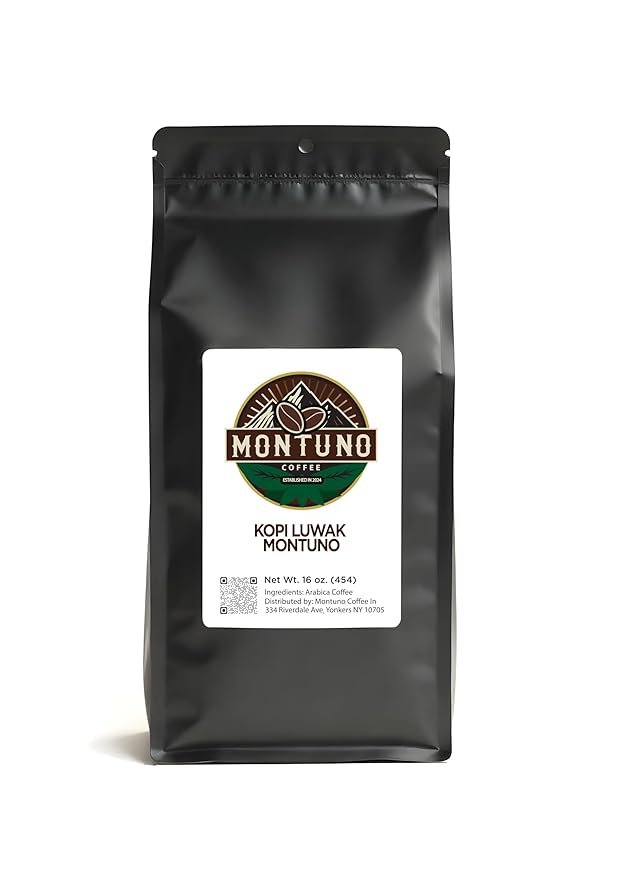Montuno Kopi Luwak Arabica Coffee Premium Gourmet Ground 16 oz