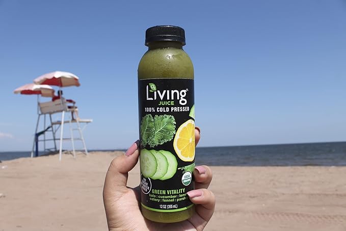 O2 Living Juice Cold Pressed Drink - Green Vitality Organic Juice Pack - No Added Sugars or Water Naturally Sweetened from Fruits Rich in Nutrients &amp Vitamins - Non-GMO - 12 fl oz - 18 Pack
