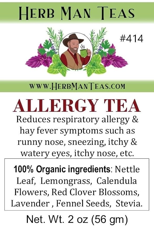 ALLERGY TEA – Herbal blend for seasonal irritation: sneezing runny nose &amp itchy eyes – Formulated by Master herbalist Khabir – 100% Organic Non-GMO No Additives