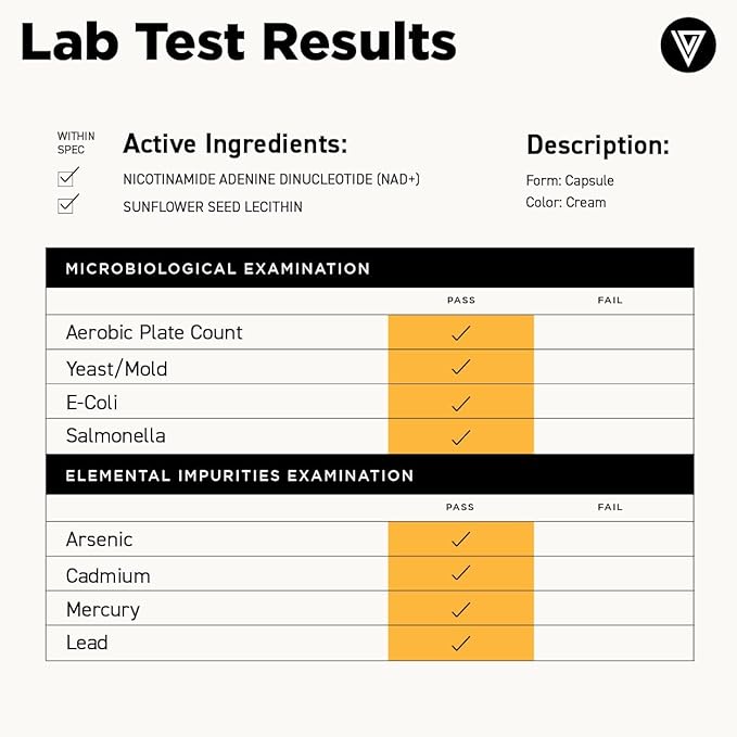 Vital Vitamins NAD Supplement - NAD+ (Nicotinamide Adenine Dinucleotide) for Men &amp Women - Made with Liposomal Delivery - Cellular Anti-Aging Support Energy Focus - 30-Day Supply