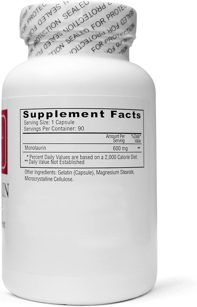 Ecological Formulas 600 mg Monolaurin - Two Individually Sealed Bottles 180 Count