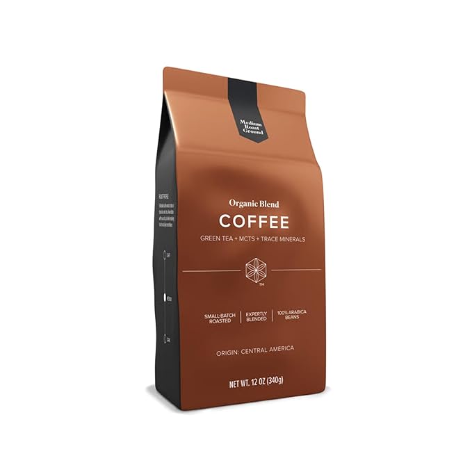 Organic Blend Ground Coffee - Made from 100% Arabic Beans Infused with MCTs &amp Trace Minerals - 12 Oz