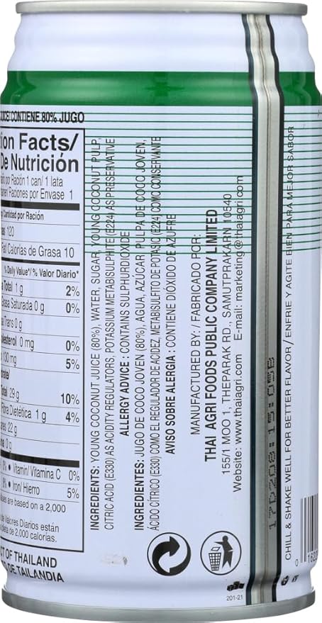 Six pack of Foco Coconut Juice Drink 11.8 Oz - 350 ml Cans
