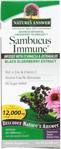 Nature's Answer Alcohol-Free Sambucus Immune Support 8 Fluid Ounce - Made from 12000 mg Black Elderberry Infused with Echinacea and Astragalus Zinc and Vitamin C