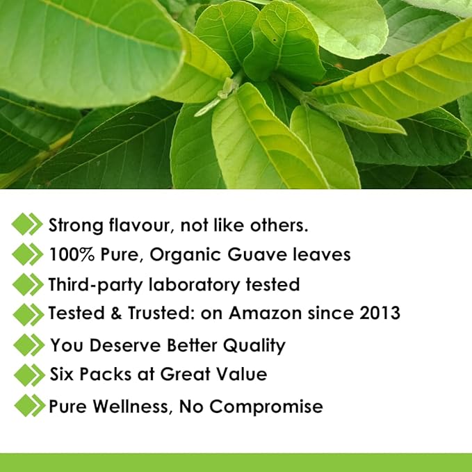 Herbal Goodness Guava Leaf Tea - 6 Packs | Herbal Tea for Natural Digestive &amp Immune Support - Hojas De Guayaba Organica for Heart-Healthy | Organic Non-GMO Caffeine-Free Antioxidant Wellness Te