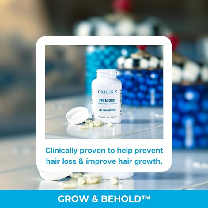 Grow &amp Behold | Clinically Tested Dietary Supplement for Thinning Hair | Saw Palmetto Biotin Zinc &amp Selenium to Support Hair Growth Vitality Shine &amp Fullness | Vegan 120 Capsules