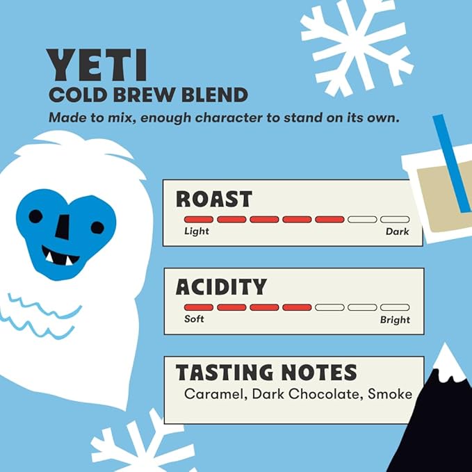 Peace Coffee Yeti Cold Brew Blend Ground Medium Roast Coffee 5 lb Organic Fair Trade Smooth Refreshing Flavor Shade Grown Fresh Roasted