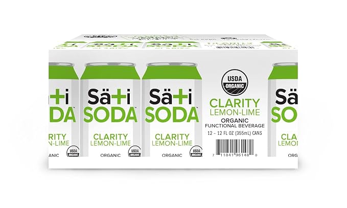 Sati Soda Lemon-Lime – Functional Soda with Ashwagandha &amp Rhodiola – Low Sugar (9g) Low Calorie Organic Adaptogen Drink – Healthy Soda Alternative – 12 Pack