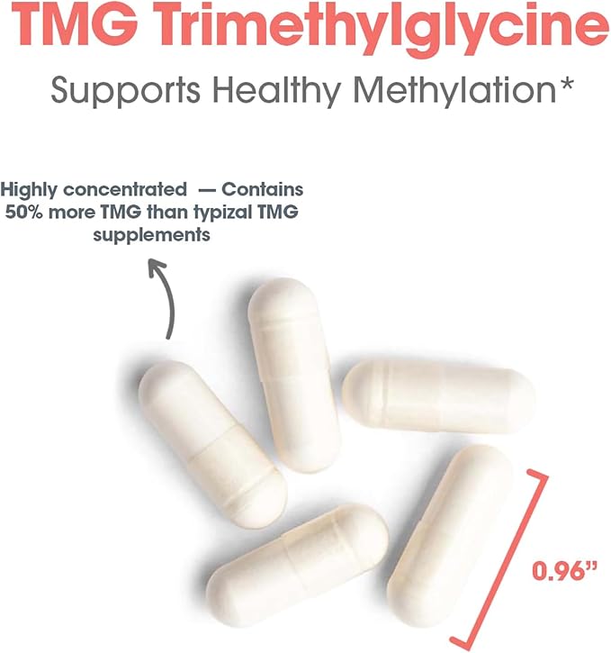 Allergy Research Group ARG TMG Trimethylglycine - Supports Cardiovascular &amp Liver Health - Delivers 750 mg Trimethylglycine per Serving - Vegetarian &amp Hypoallergenic - 100 Servings - 100 Capsu