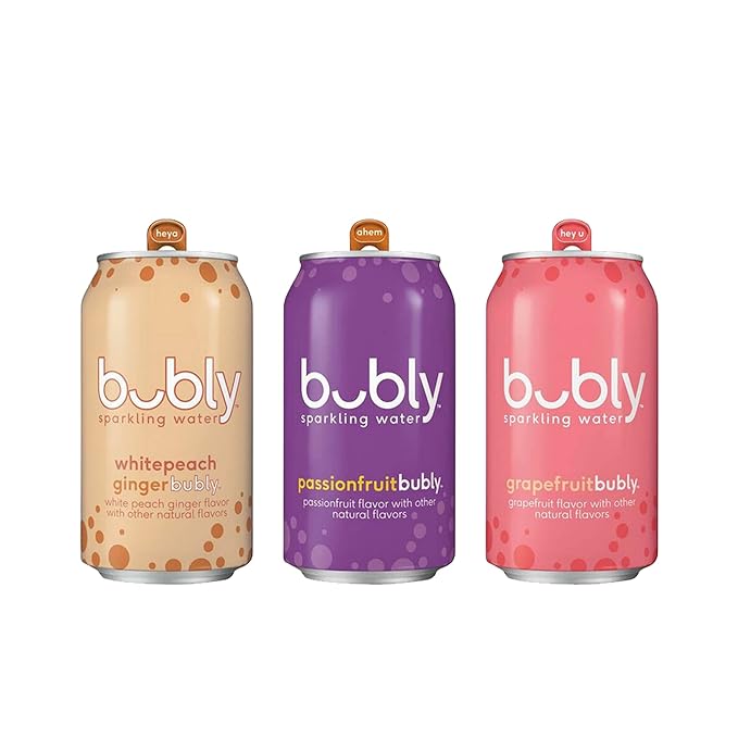 BEEQ- (Pack of 16) bubly Sparkling Water Berry Bliss Sampler 12 fl oz. Cans Multi Flavor Soft Drink Bundle | Assortment Soda Refrigerator Restock Kit of Soda